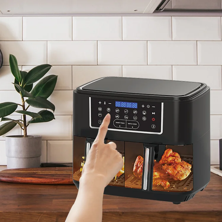 220v Large Capacity Oven Air Fryer With Dual Zone Basket Digital Electric Deep Fryer12L Double Air Fryer