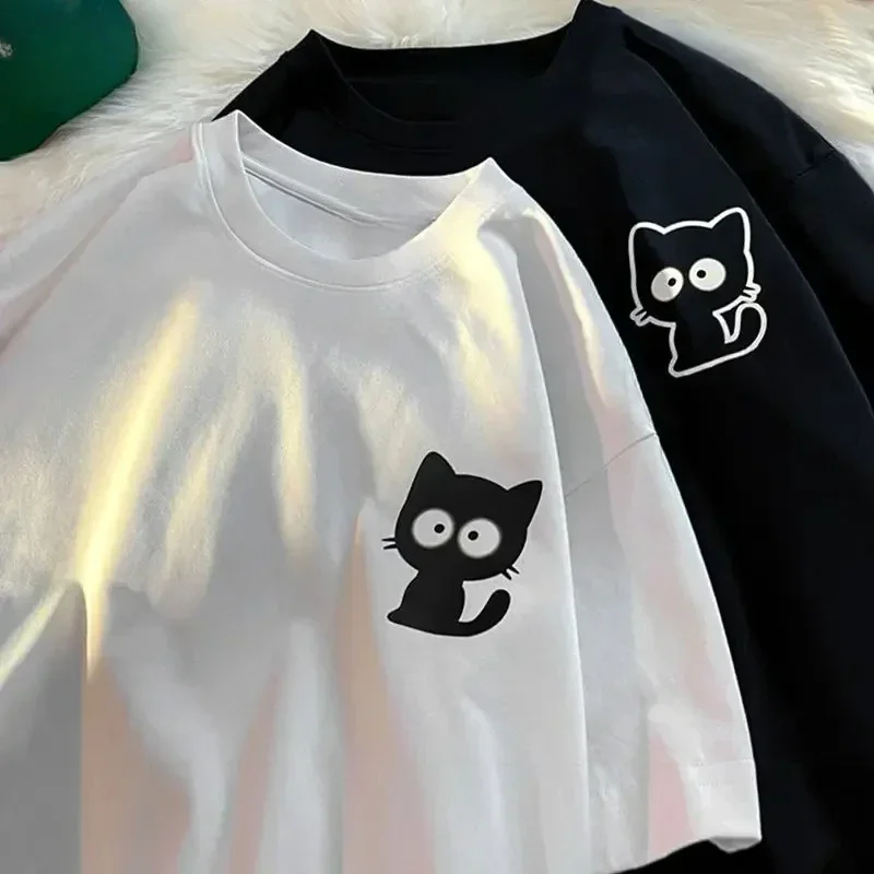 

Female Casual Printing O-neck Short Sleeve T-Shirt 2025 New Summer Trend All-match Loose Cartoon Pullover Top Tee Women Clothes
