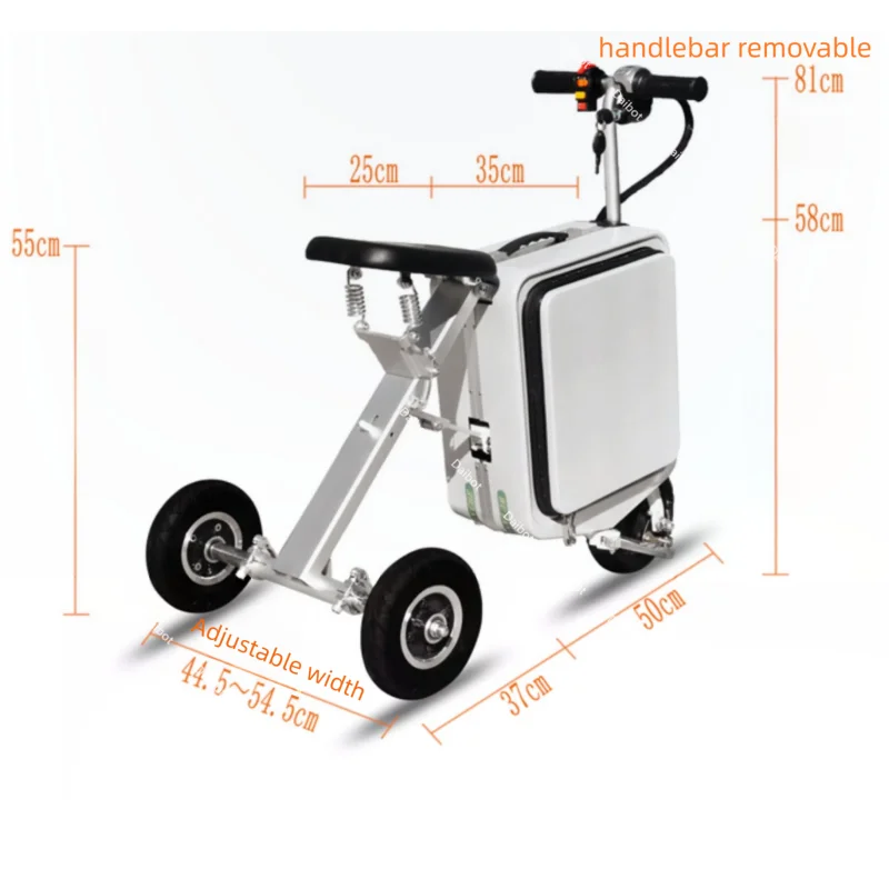 Folding Mobility Scooter Portable Family For Adults With Child Seat Luggage Scooter Electric 300W Electric Tricycle For 2 Person