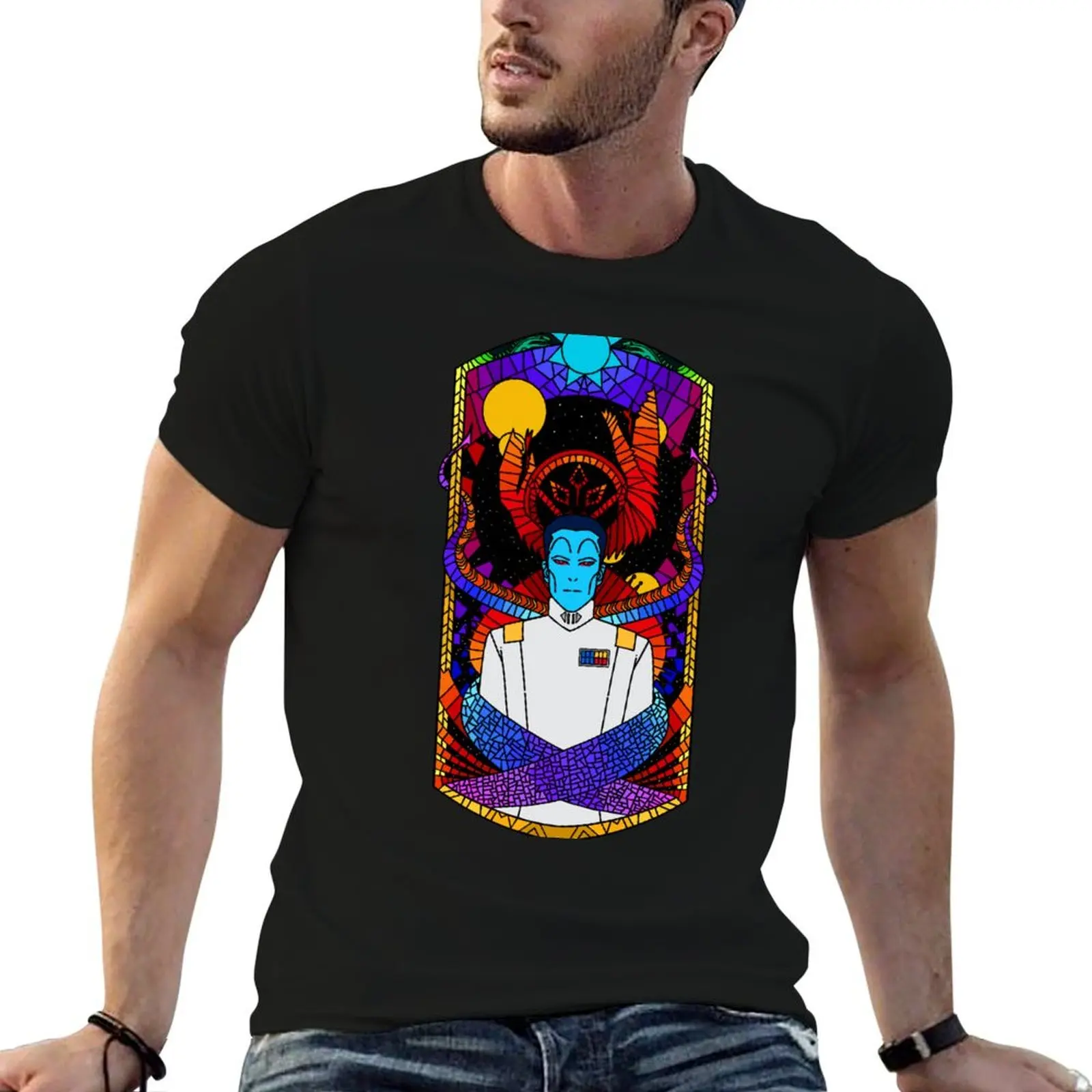 

Thrawn stained glass T-Shirt t shirt man cotton anime t shirts for man T-Shirt