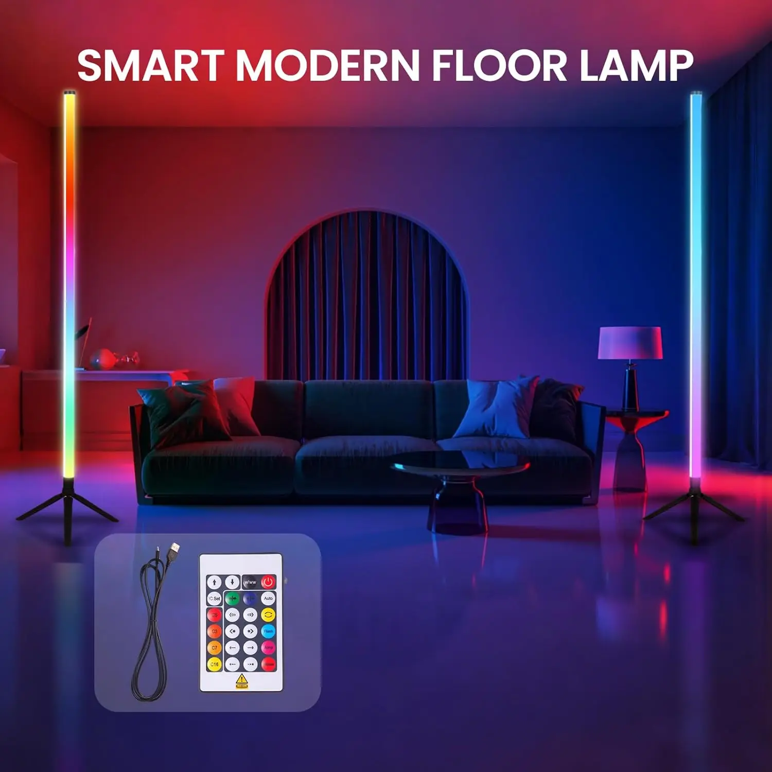 RGB LED Stage Lights 4FT Adjustable Tripod Stand Remote APP Control 16M Colors Dimmable DJ Parties