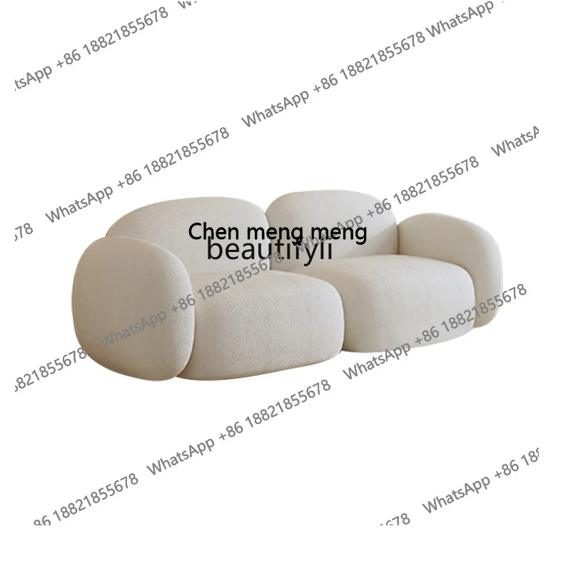 S7486 ss French Cream Style Living Room Cloud Sofa Small Apartment Sofa Tofu Block Silent Style Fabric Single Double Seat furnit