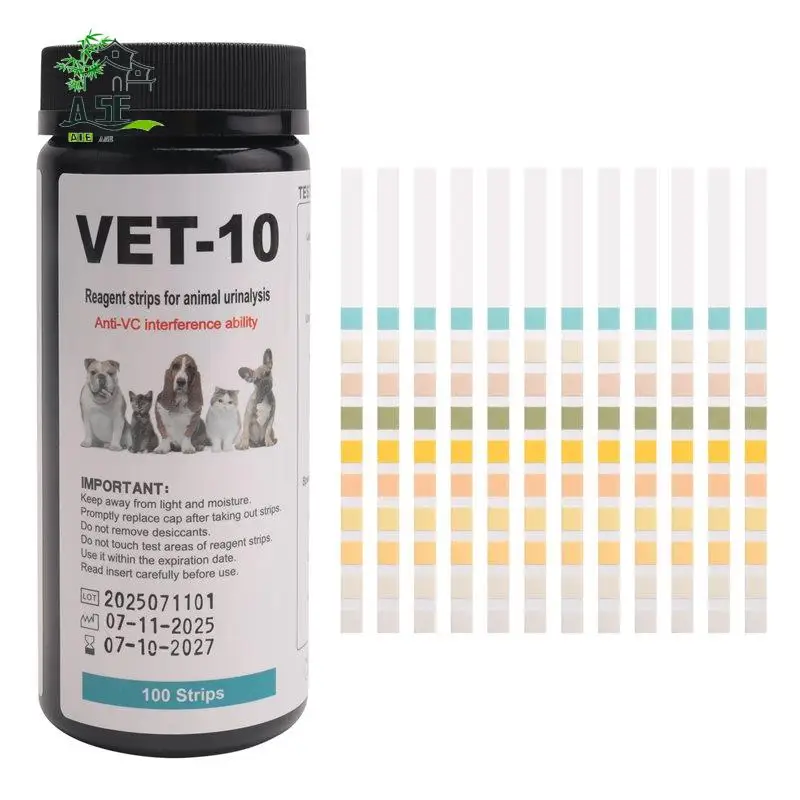 A05E-Pet Urine Testing Strips, 100 Urinalysis Parameter Tests For Dogs,Cats,Vets, Accurate Testing For Veterinarians