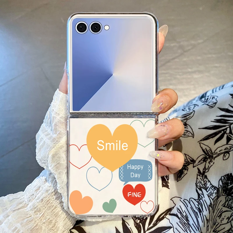 Liebe Herz Muster Klar Fall Für Samsung Galaxy Z Flip 7 6 5 4 3 5G falten Harte PC Telefon Abdeckung Für Samsung Z Flip5 Flip6 Flip7