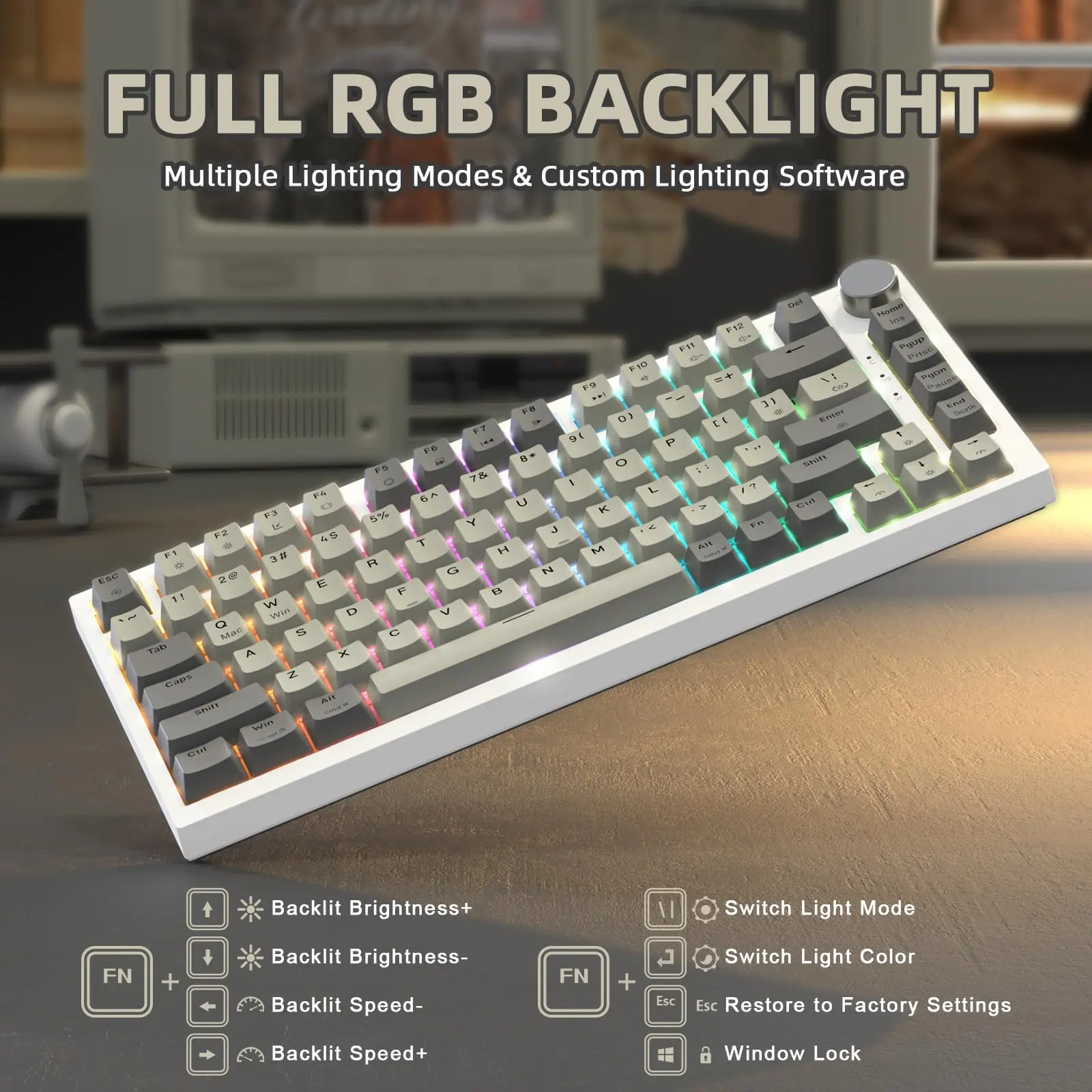 ATTACK SHARK K85 Rapid Trigger Mechanical Keyboard, Magnetic Switch, Adjustable Actuation, Apex Pro TKL Wired Esports Gaming Key