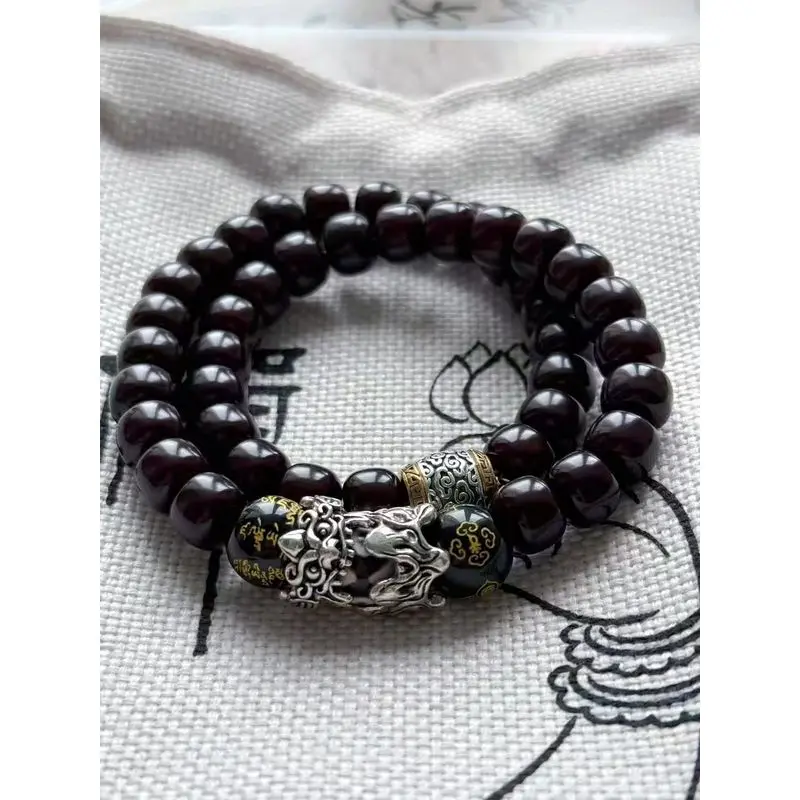 

Zodiac Amulet Tibetan Silver Pixiu Eye Bracelet Ten Years of Heart-free Old Material Bodhi Birth Year Guarding Lucky Hand String