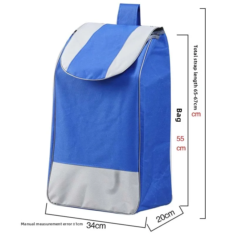 Bolsa de Cras Extra ande, Cesta de Mercado Portátil, Carro para Crar Verduras, Carro de Equipaje con Barra de Arrastr...