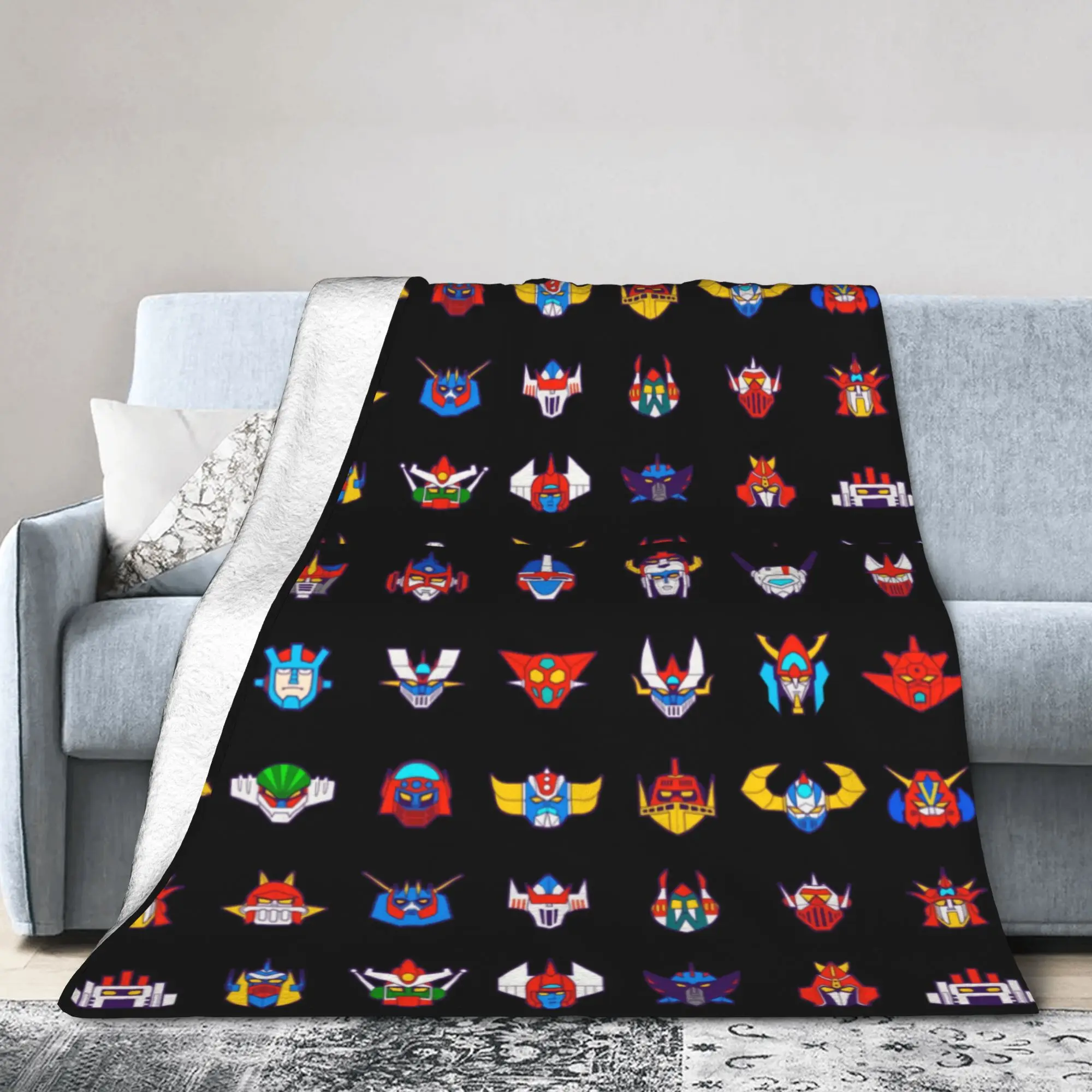 Custom 70s Robots Color Grendizer Mazinger Blankets Warm Flannel UFO Robot Throw Blanket for Bedding Couch Quilt