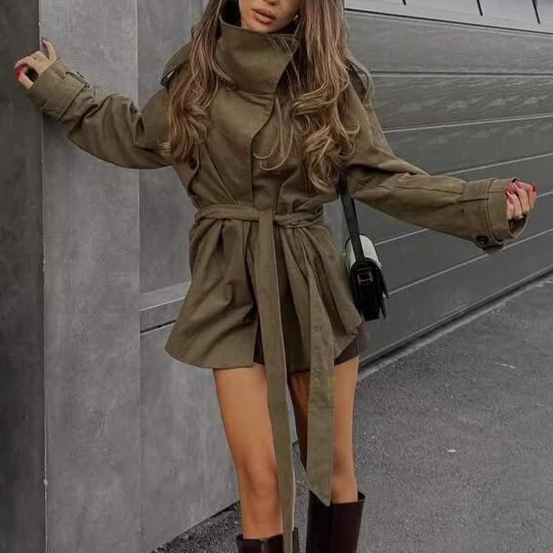 

Осень/зима 2022, новый стильный роскошный элегантный хлопковый плащ с поясом для вечеринок