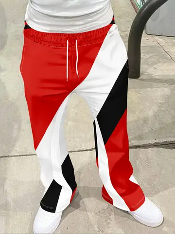 Heren Casual Street Style Trendy Cross Print Modieus Licht uitlopend Zwart en Wit Color-Block Design Joggingbroek Herenbroek