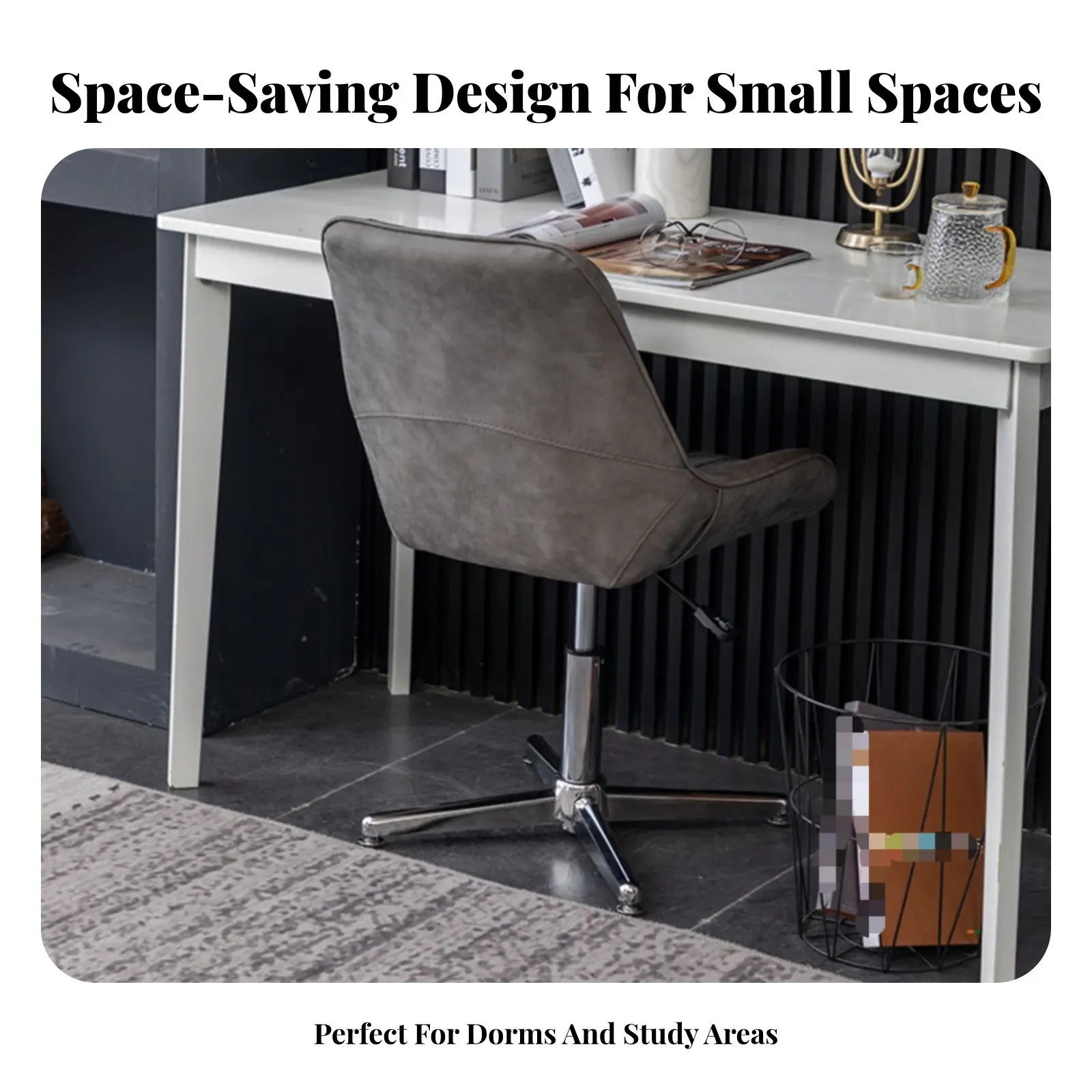 Armless Shell Chair Space-Efficient Design Computer Seat Comfortable Ergonomic Spine Supportrest for Home Office Workers
