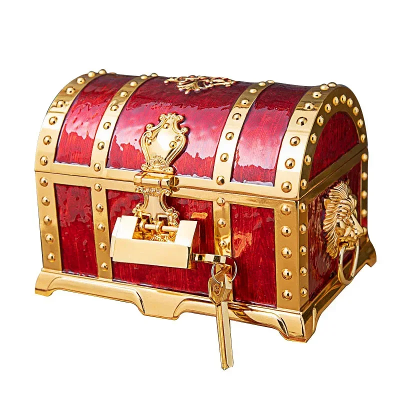 Metal Creative Multi-Layer Lockable Treasure Chest European Vintage Pirate Box Jewelry Storage Box High Grade Wedding Gifts