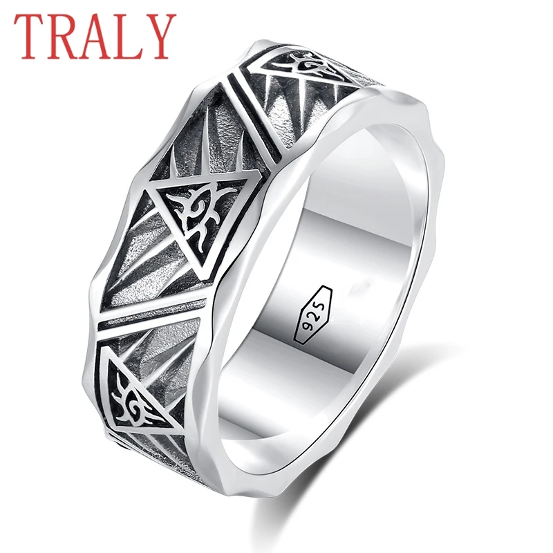 

925 Sterling Silver Luxury Ring for Men Hip Hop Bands White Gold Colour Hight Quality Couples Party Jewelry Gift