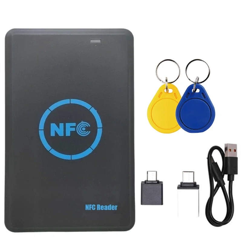 ABJF-HID 125K/IC/ID 13.56M 125K Token Writer Clone 5 Frequency RFID Smart Chip Duplicator With 2X CUID Keychain NFC Reader Copie