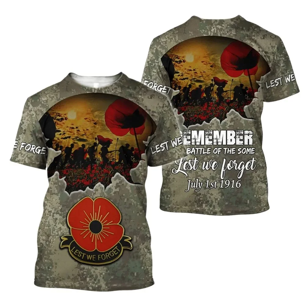 2024 New T Shirt For Men 3D T-shirt  Anzac Day  Graphic Camo Splice Pockets Tops Pullovers Fashion Men T-shirts