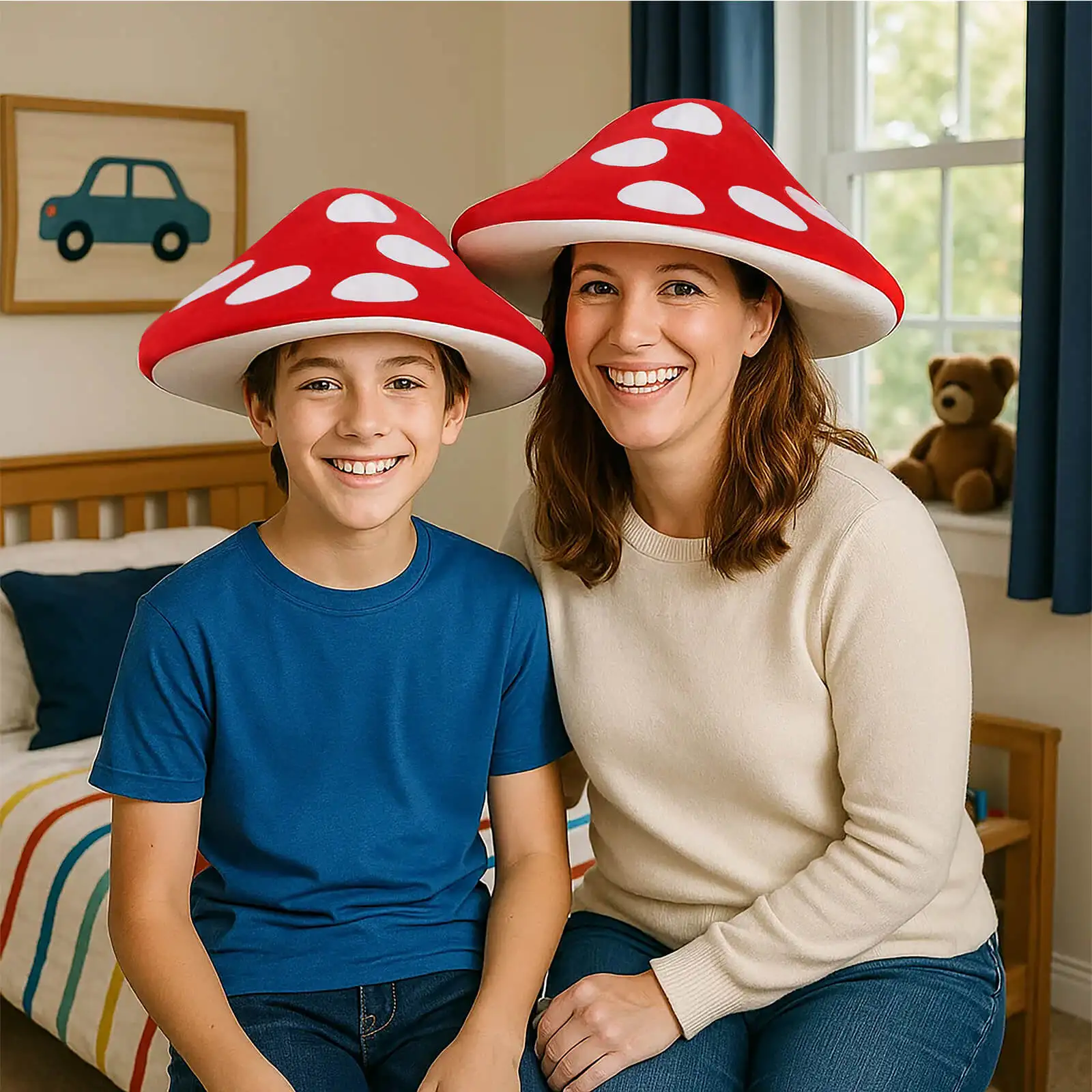 ハロウィンキノコ帽子子供大人のヘッドギア面白いソフト水玉ヴィンテージヘッドカバー仮装パーティー大会 Takerlama