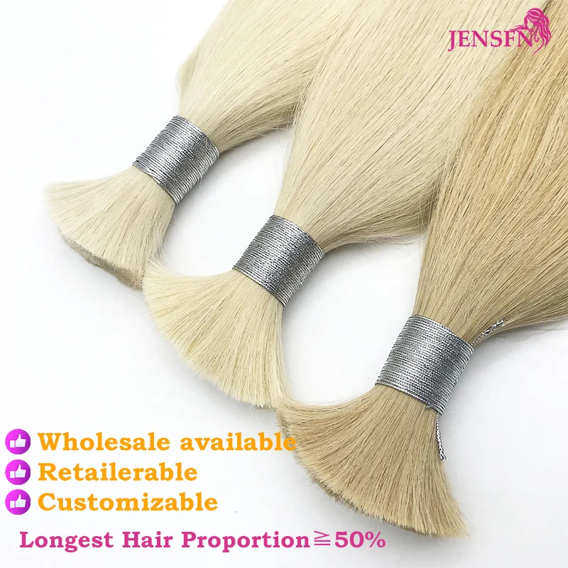 High Quality Bulk Hair Extensions Human Hair Straight real Natural Hair 50g/Strand #613 60 Brown Blonde Salon Supplies thicken