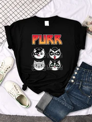 Cat Printing Female T-shirts Fashion Style Clothes Oversize T-shirt Harajuku Basic Clothing Summer Spring Gothic Women Tshirts