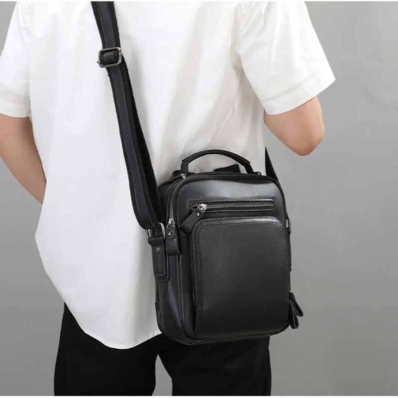 Luufan Vintage Style Men\'s Shoulder Bag Crazy Horse Genuine Leather Crossbody Bag Daily School Bag Men Male Flap Messenger Bag