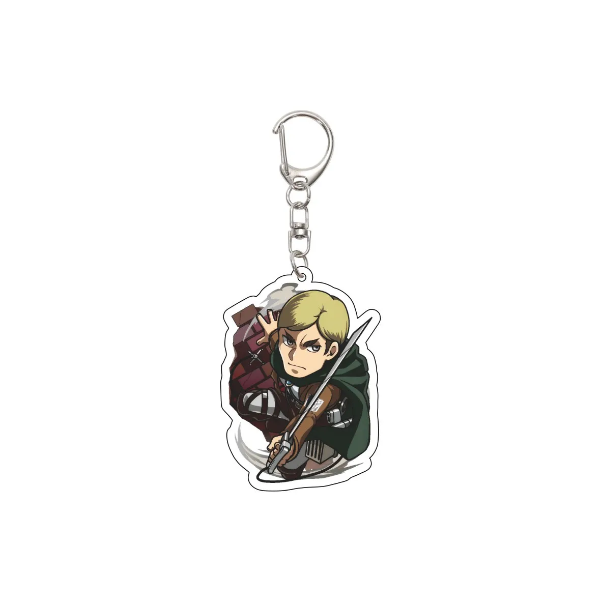 55MM Schlüsselanhänger Anime Attack on Titan Eren Jaeger Mikasa Ackerman Levi Ackerman Hanji Zoe Erwin Smith Acryl-Schlüsselanhänger Niedliche Geschenke