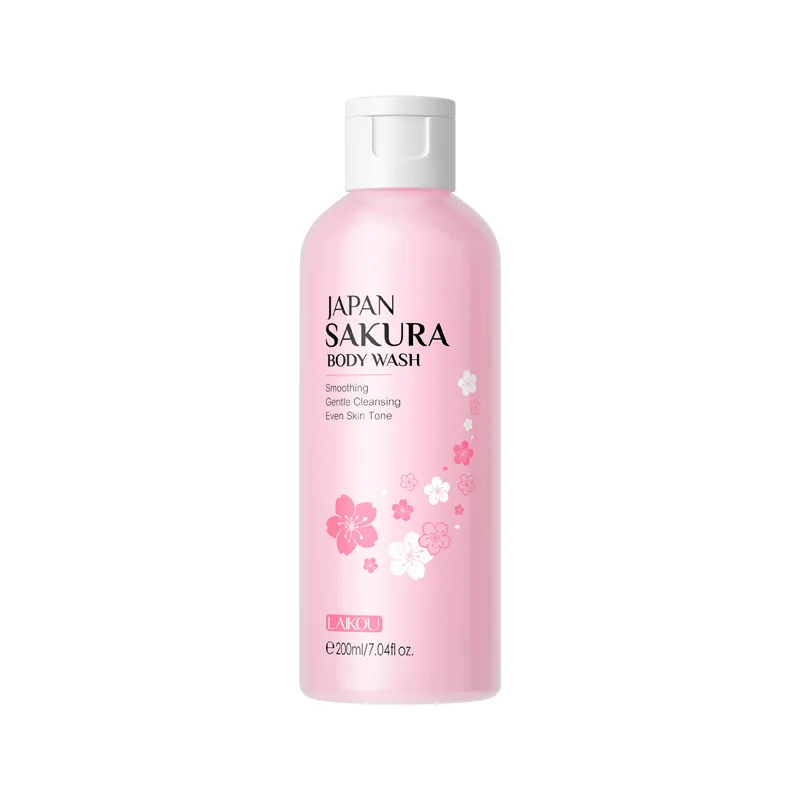 LAIKOU Sakura Body Wash gel doccia lozione 200ml Smooth Gentle Cleansing Moisturizing Shrink pori cura della pelle Repaire