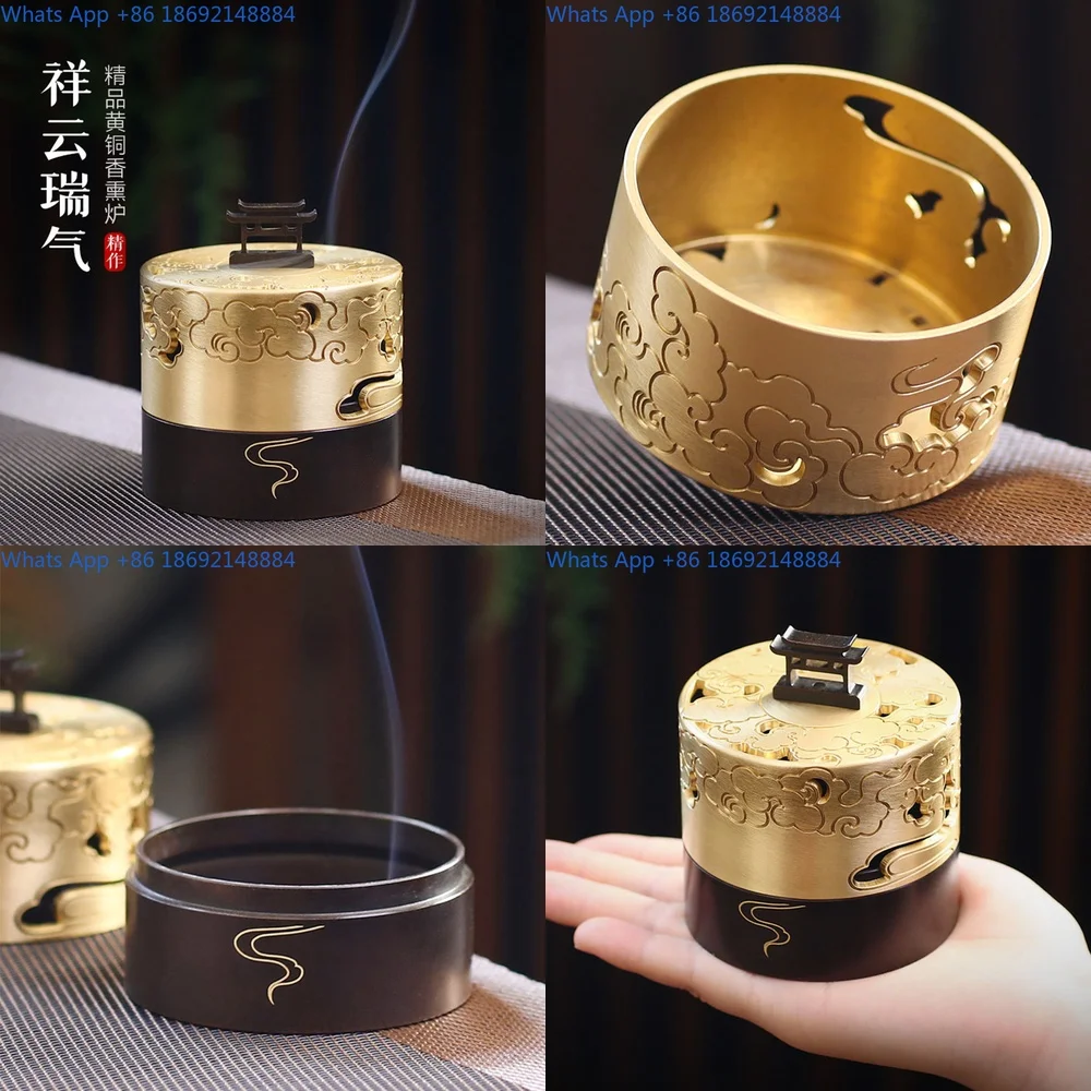 

Creative Brass Incense Burner for Tea Ceremony Home Aromatic Agarwood Sandalwood Room Decor Handcrafted Copper Censer