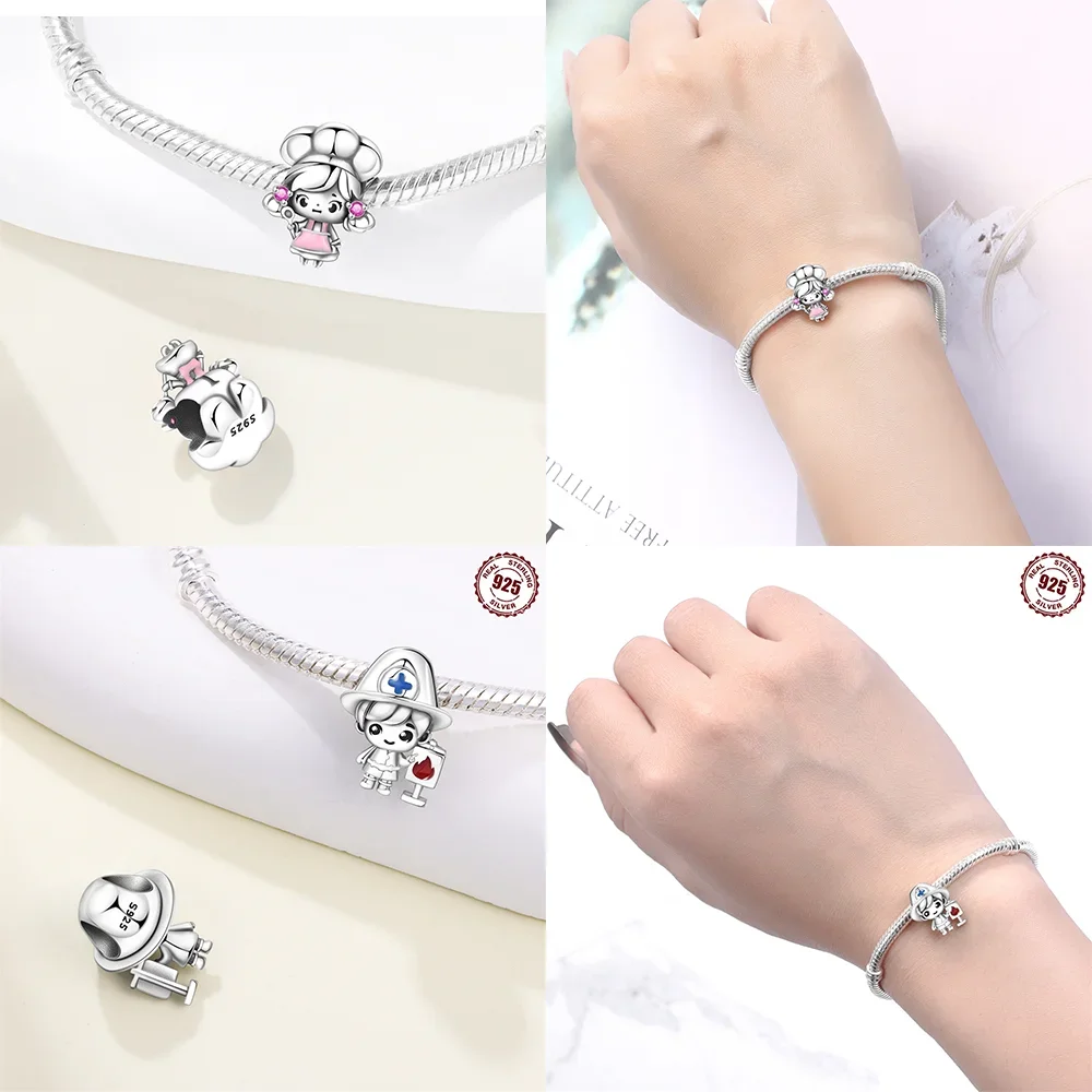 

Charms Plata 925 Originales Angel Fireman Dessert Girl Beads for 925 Sterling Silver Bracelet Beads Jewellery DIY Women's Gift