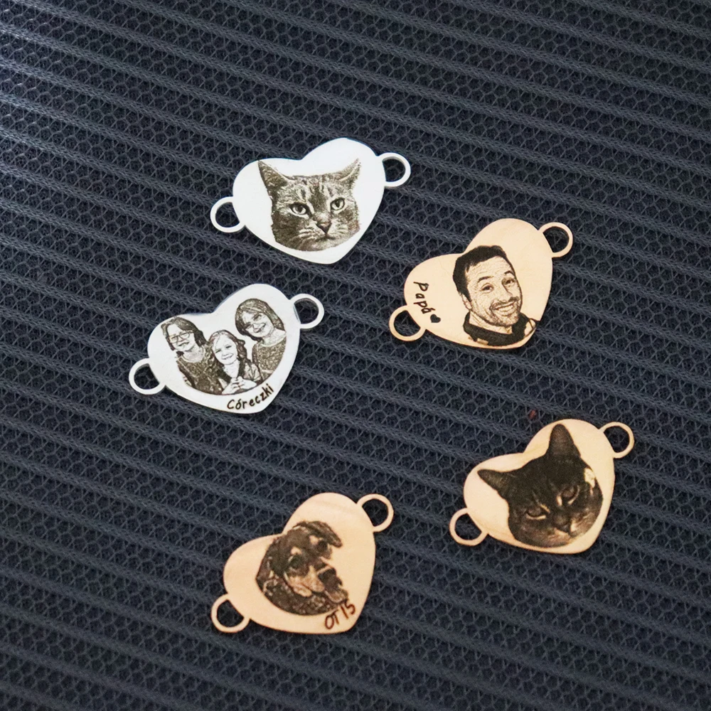 Custom Heart Pet Portrait Bracelet, Adjustable Gift