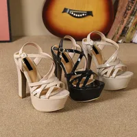 NEW 14CM Platform High Heels Sandals Sexy Ankle Strap Open Toe Gladiator Party Dress Women Shoes Plus Size 44