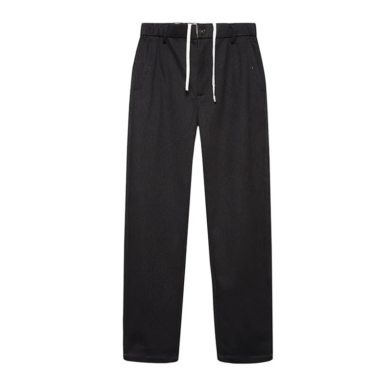 High Quality Textured Woolen British Black Casual Suit Pants Simple All-Match Fashion Tapered Pants