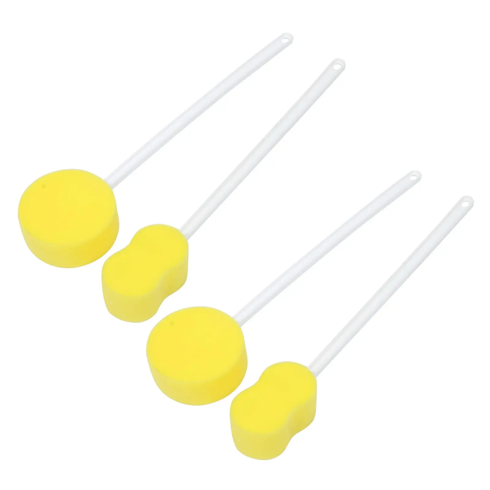 Bath Sponge 4pcs Yellow Back Scrubber Long Handle 22 Inch for Shower