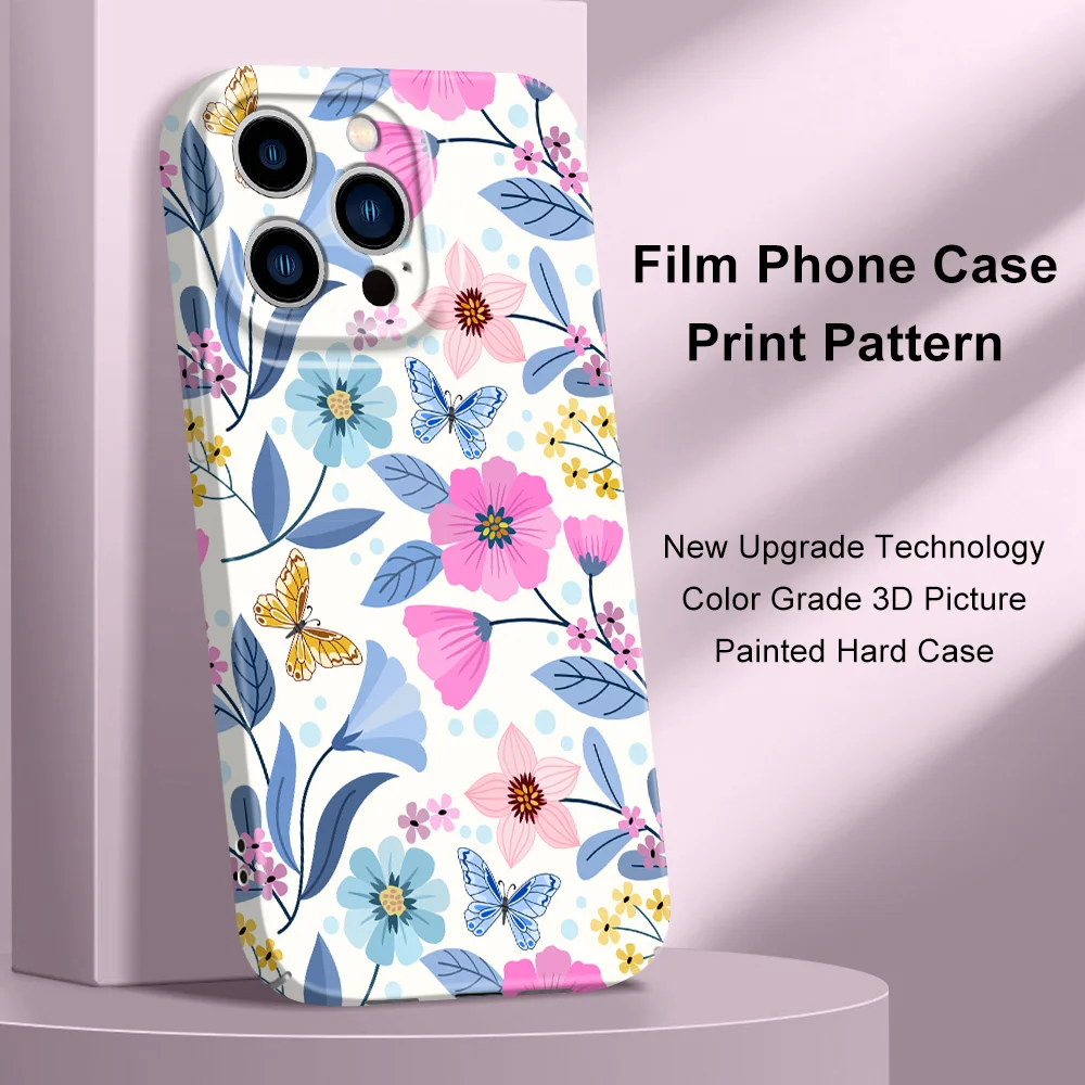 Чехол для телефона с яркими цветами для iPhone 13, 12, 11, 7, 8, 6, 6S Plus Pro Max Mini X XS XR SE 2020 2022, жесткий чехол с пленкой