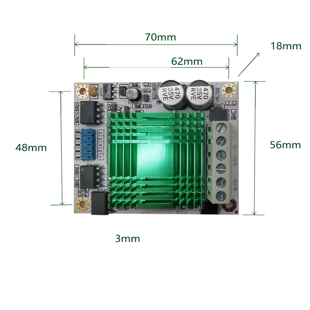 Imagem -03 - Placa do Módulo de Acionamento do Motor dc de Canal Duplo H-bridge Isolamento Optoacoplador Alta Potência Plc dc 12v24v 60a