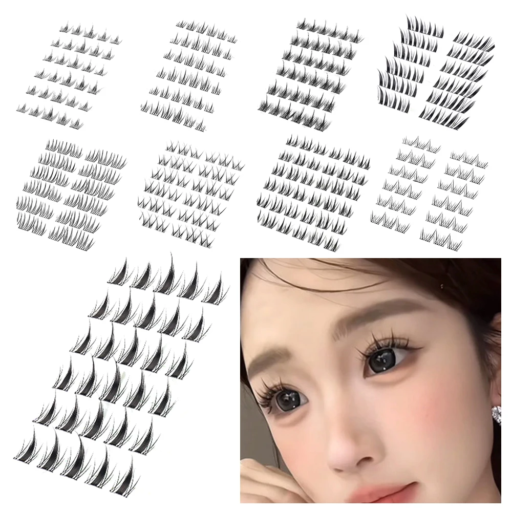 3D Lash Clusters Set No Glue Needed Self Adhesive Eyelashes Makeup Natural Look Individual Eyelashes New Manga Lashes Large Eyes