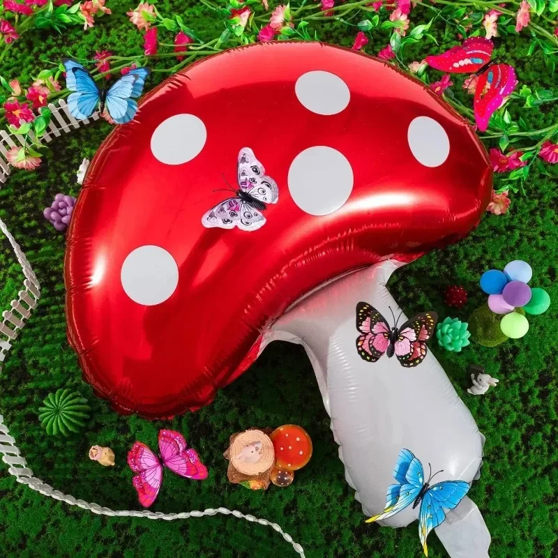 5-teiliges Rotes Pilz-Ballon-Set Niedliche Cartoon-Pilz-Folienballons für Kindergeburtstag Wald-Themenparty Babyparty-Dekoration – Detail 3