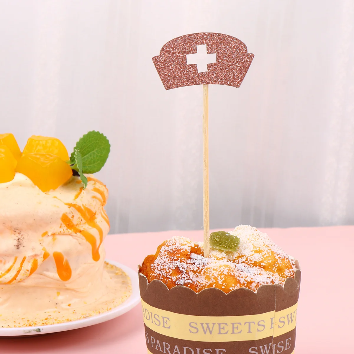 

24Pcs Nurse Cake Picks Rose Gold 3 Styles Creative Nursing School Cake Decor Party Cupcake Dessert Topper Party Cupcake Topper