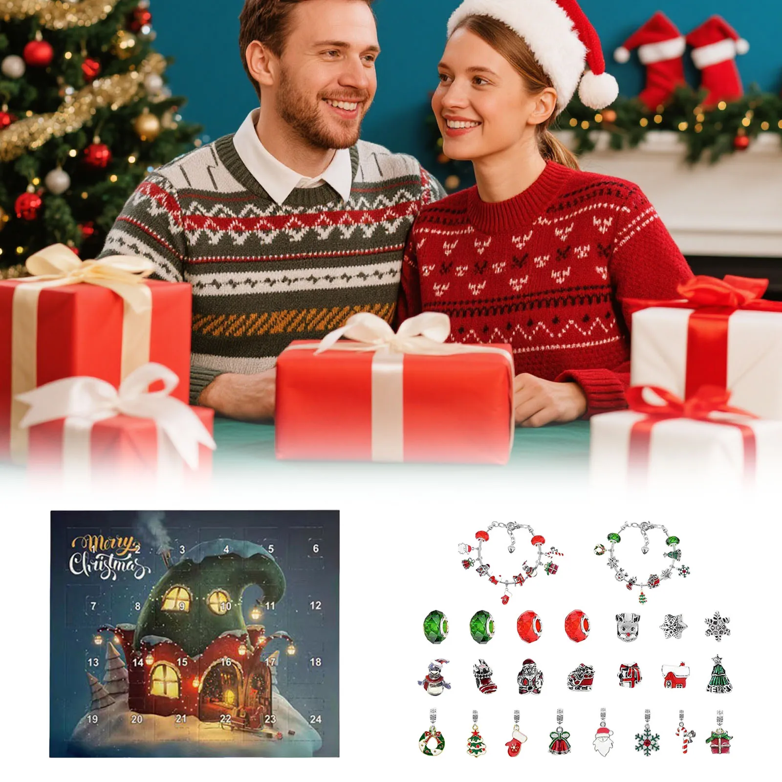 Minuterie de cuisine numérique Double compte à rebours de noël, calendrier de 24 jours, boîte Surprise, ensemble de bricolage de noël, minuterie d'une heure pour enfants