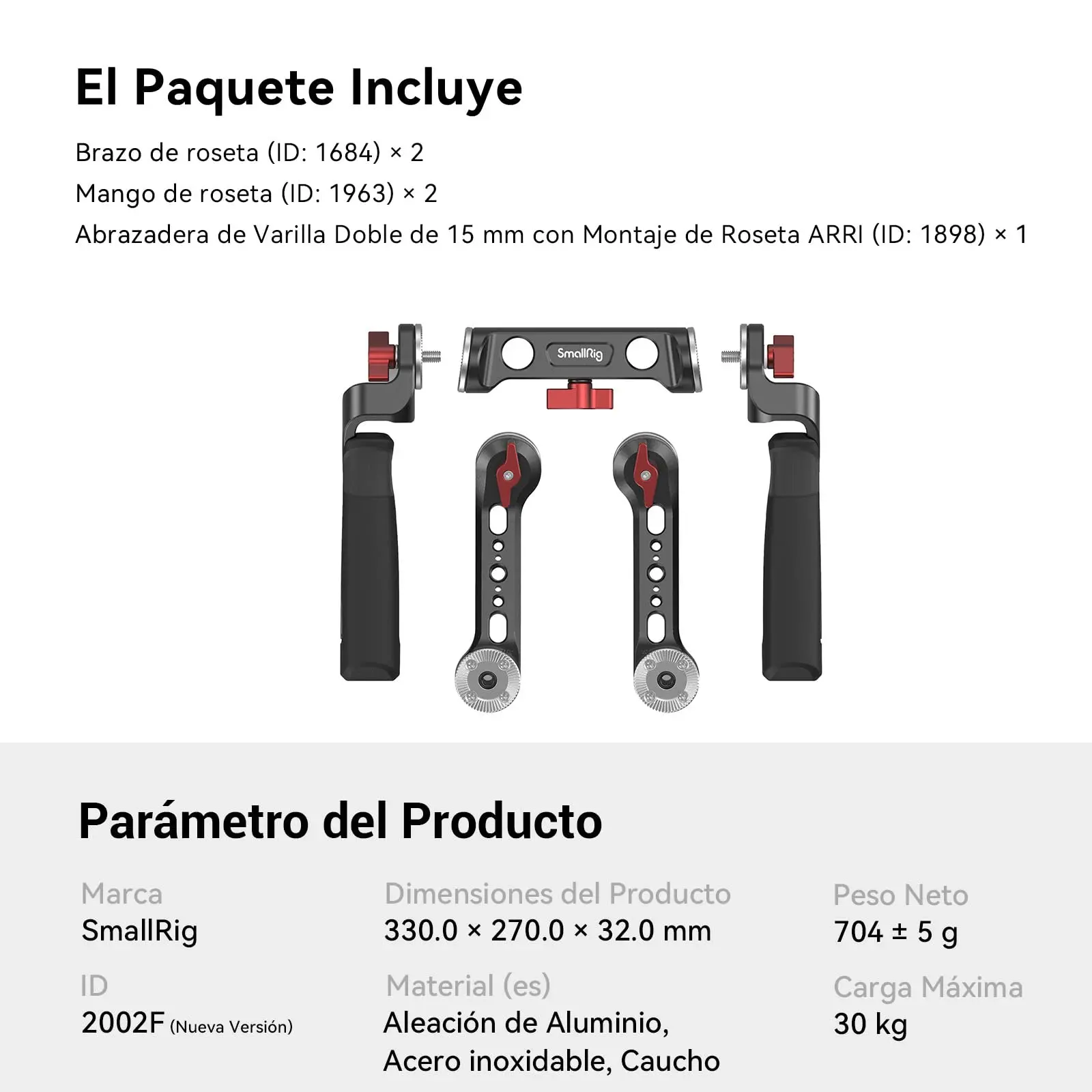 SmallRig 15mm Rod Clamp Extension Arm ARRI Rosette Shoulder Double Handle Professional Shoulder Rig Handle Kit