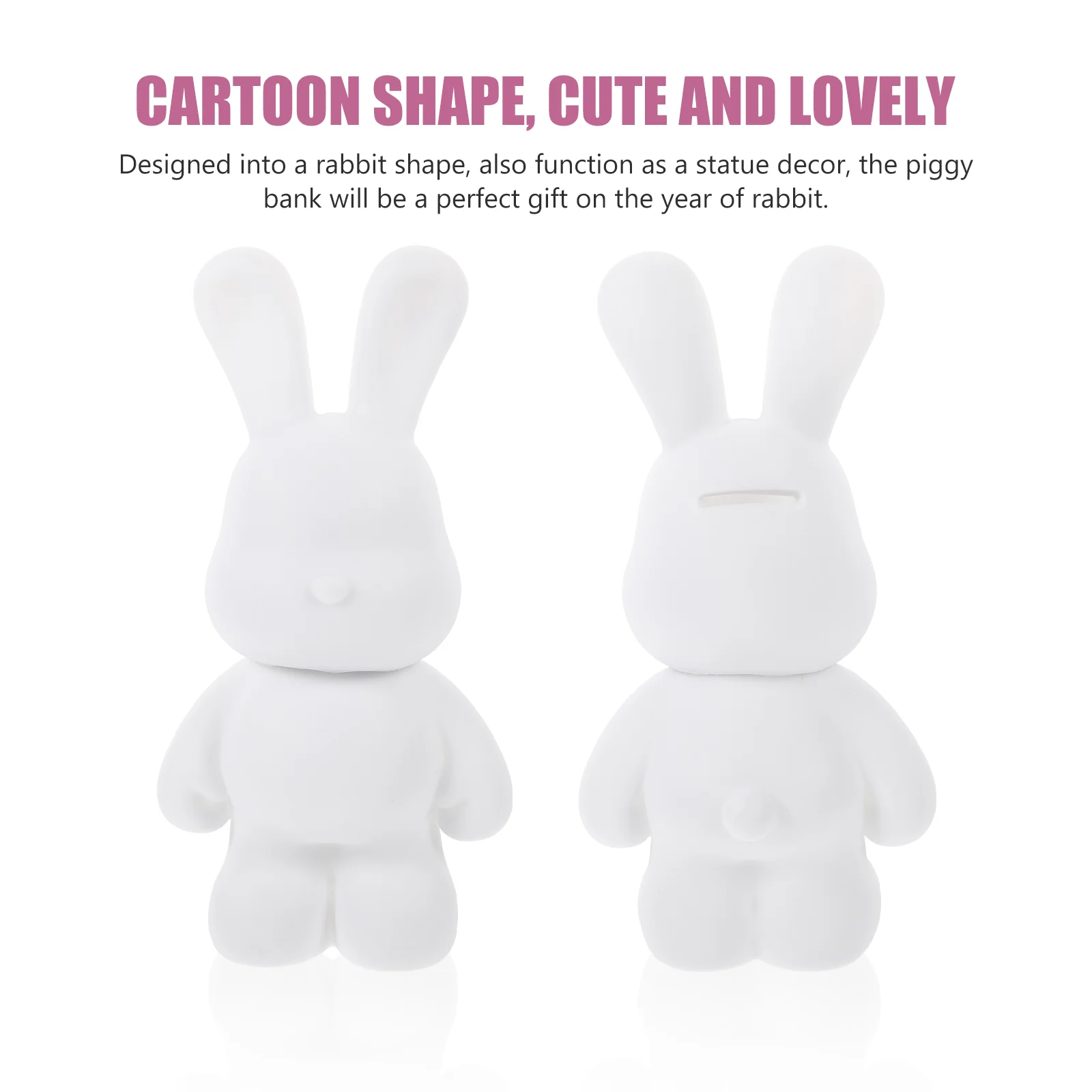 2 Pcs White Embryo Rabbit Piggy Bank Kids Toys Lovely Bunny Purse Blank Adorable Coin Accessory Vinyl Child