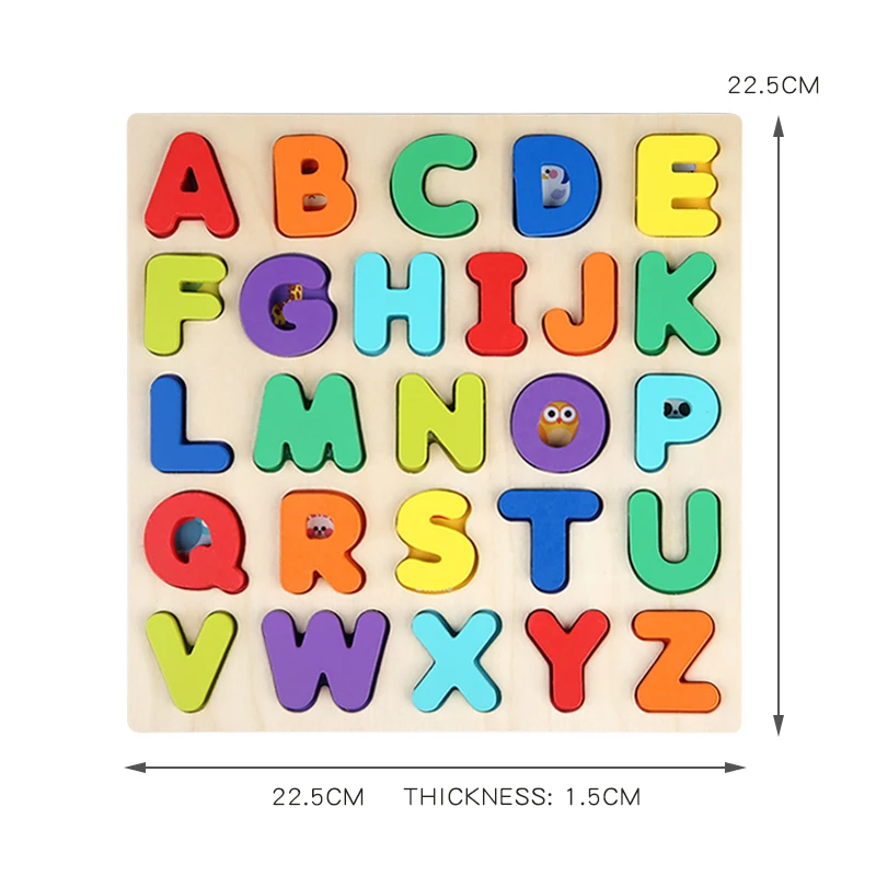 Montessori Wooden Puzzle for Children - Alphabetic Arithmetic Number Geometric Shapes Educational Game Toy for Preschool Learnin