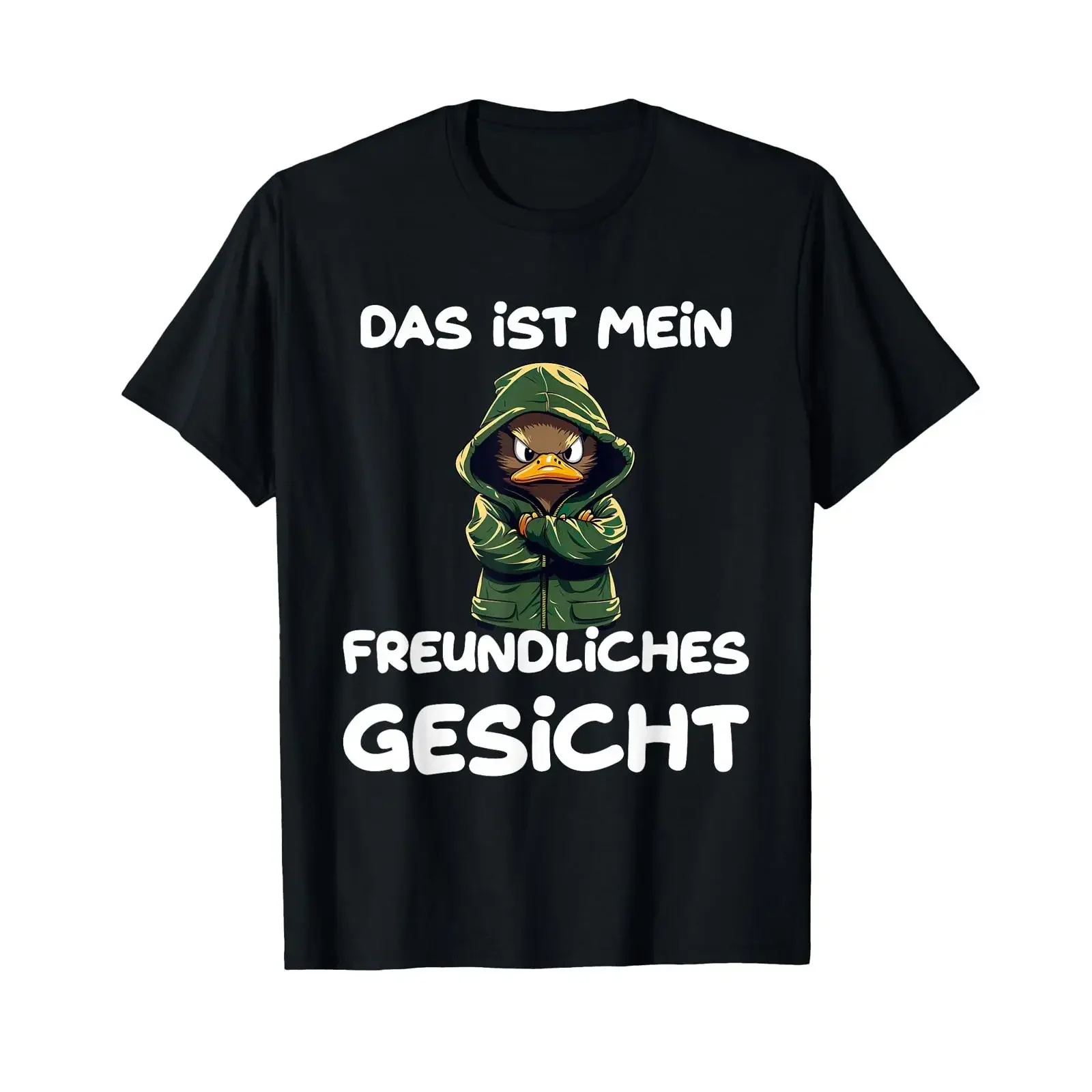 Das ist mein freundlichen Gesicht Duck T Shirt black vintage Washed Top For Everyday Wear Unisex Soft homme Breathable Slightly