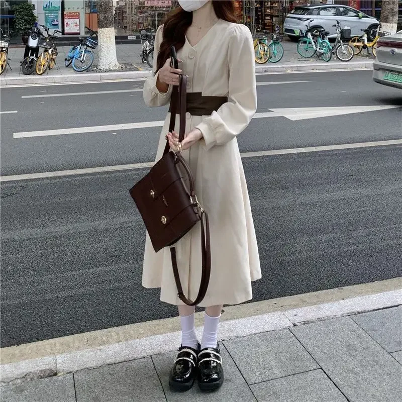 Temperamento stile interno Abito camicia dimagrante Abito da donna Stile di eroganza rinascamente Sensazione di fascia alta Pausa tè francese