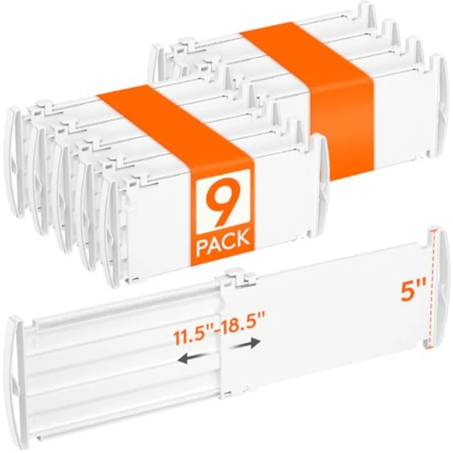 

Высокие разделители для ящиков 30-47 см/11-18 дюймов Раздвижной разделитель для ящиков для одежды, регулируемый органайзер для ящиков комода, размер S