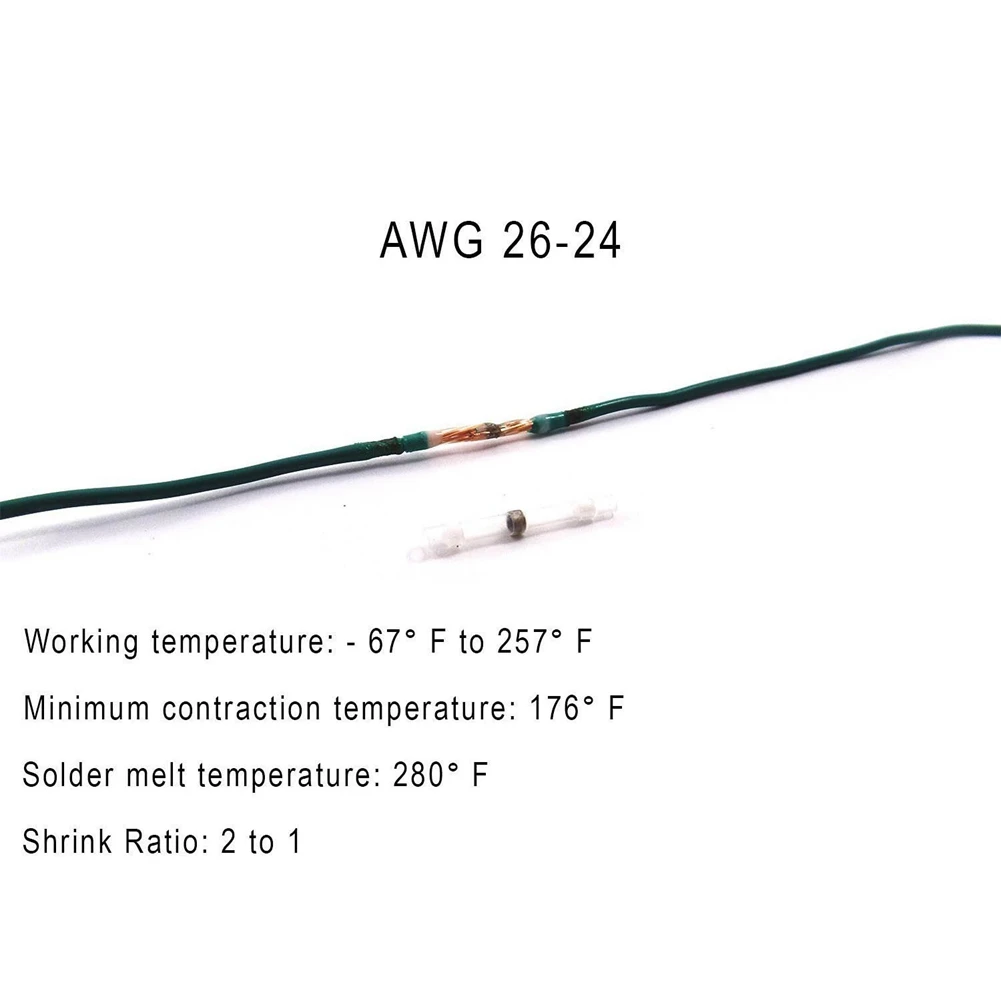 ABGE-200Pcs Solder Seal Heat Shrink Butt Connectors Terminals Electrical Copper With Case(70Red 60Blue 50White 20Yellow)
