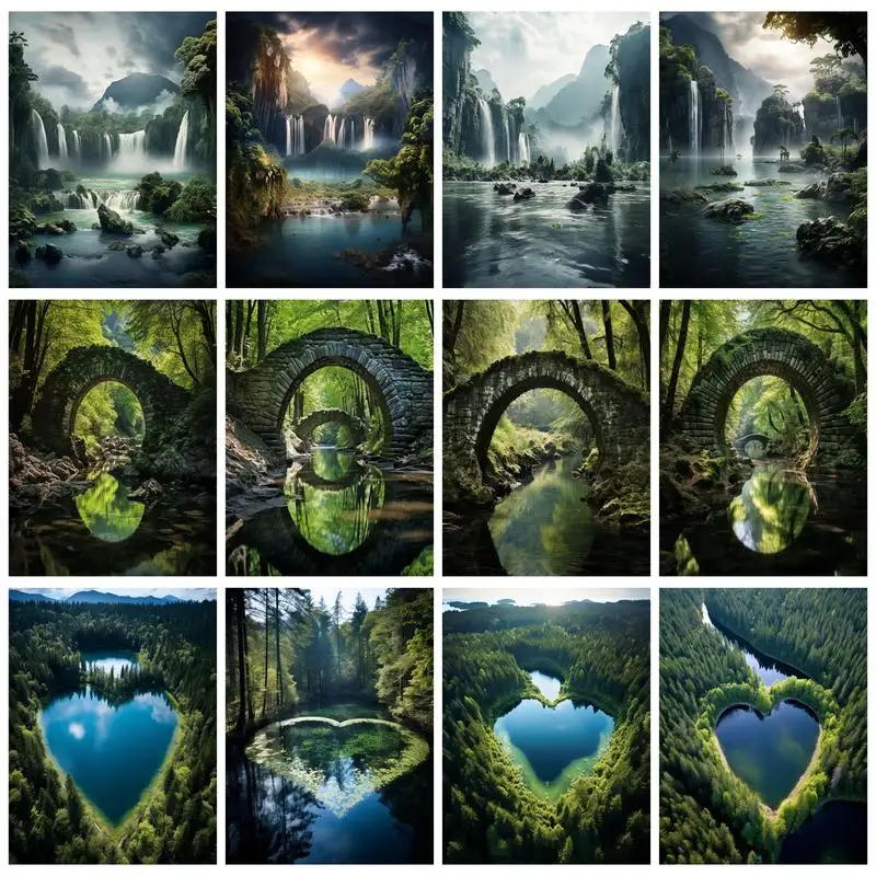 

RUOPOTY Diamond Painting Forest Love Full Square/Round Mosaic Landscape Embroidery Kit Rhinestone