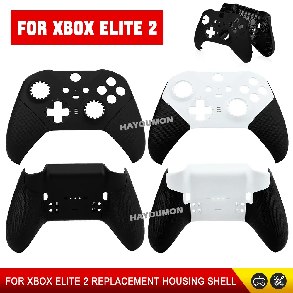 Black White Shell case Faceplate Front Housing Cover Replacement for Xbox One Elite Series 2 Controller Back Cover Repair Part