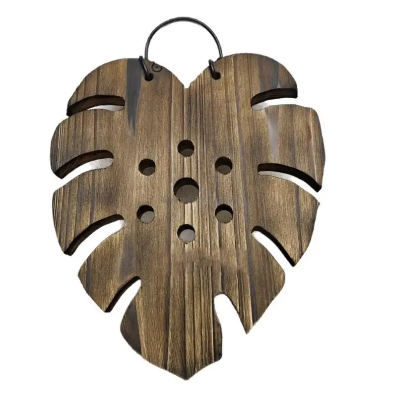 حامل زرع خشبي معلق مصنوع يدويًا من أجل سرخس الستاغورن وتسلق الكرمة المزخرف على الحائط يتضمن خطافًا معدنيًا متينًا