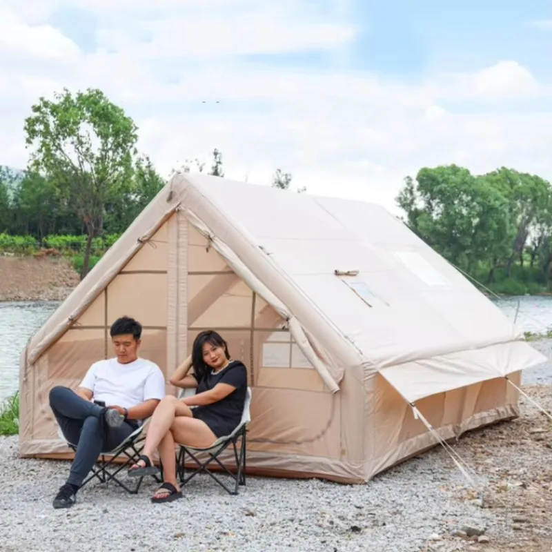 12.0 Outdoor Camping Inflatable Double-Layer Two-Bedroom Cabin Tent Four-Season Removable Large Door Waterproof Portable PVC Air