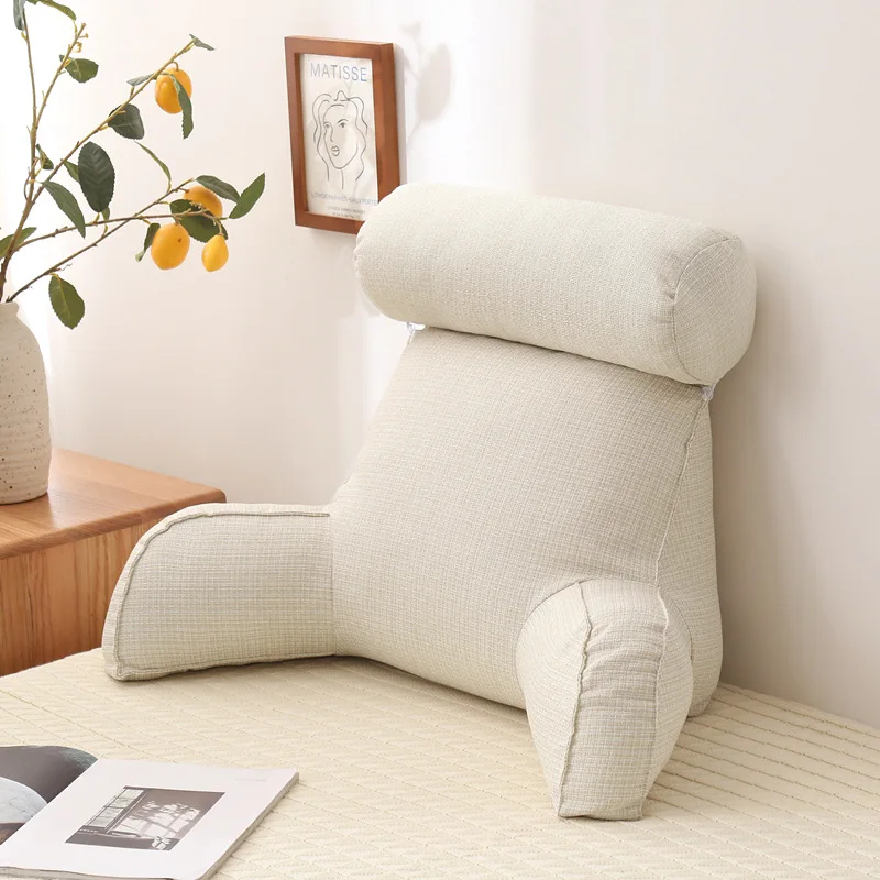 

Adult Reading Pillow Ultra-Comfy Removable Linen Cover Detachable Neck Roll Unmatched Support Bed Rest Sit Up Pillows