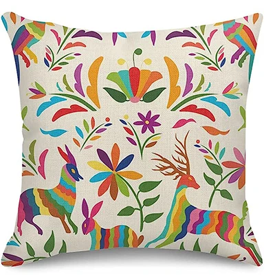 Colorful Ethnic Birds and Flowers Throw Pillow Case Home Decorative Pillow Case Cushion Cover Sofa Linen Square Pillow Case